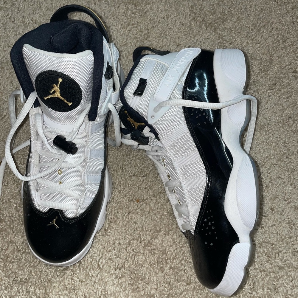 AIR JORDANS, Black&White&Gold, Lightly Worn
